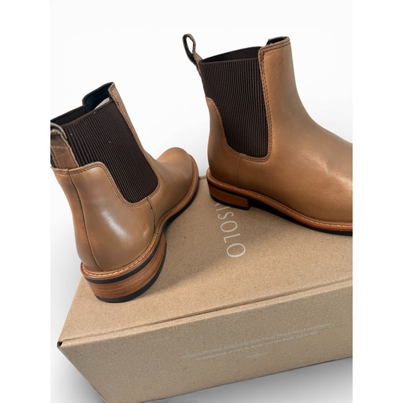 NEW SIZE 9 Nisolo All Weather Chelsea Boots Tan Leather Side Zip Women Size 9 - Picture 3 of 11
